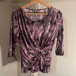 Aura Pink and Black Patterned Women's Blouse